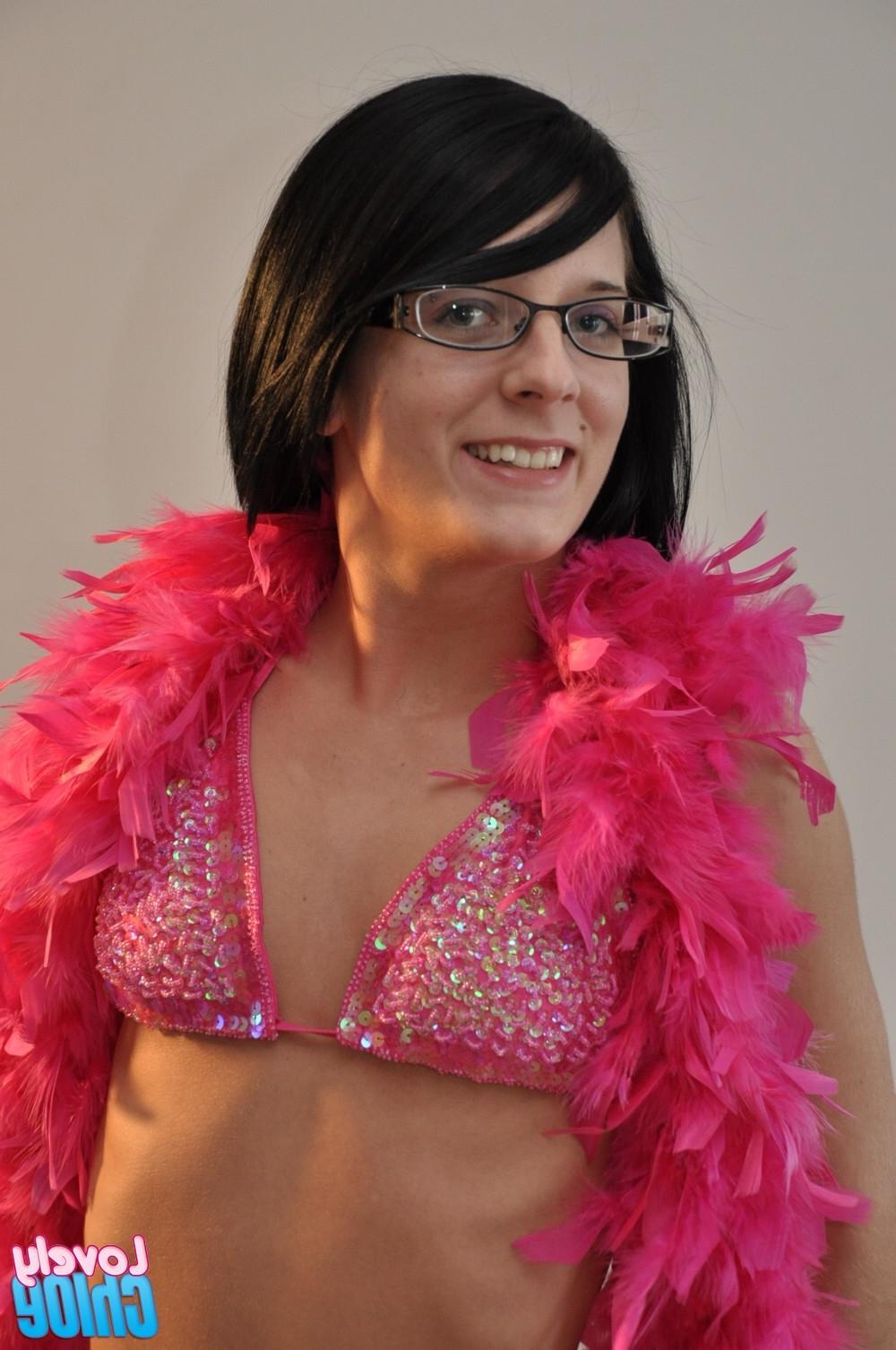 16P Skinny teen in glasses and bikini