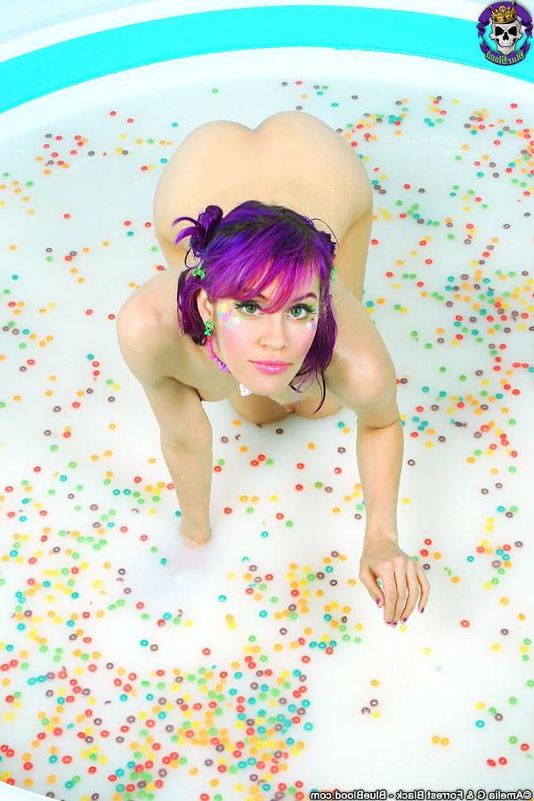 15P Cute Bikini Raver Babe in Pool of Fruitloops