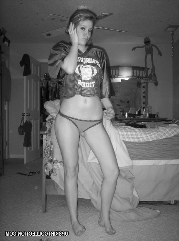 15P Bare titted girls cover boobs with hands and expose thong