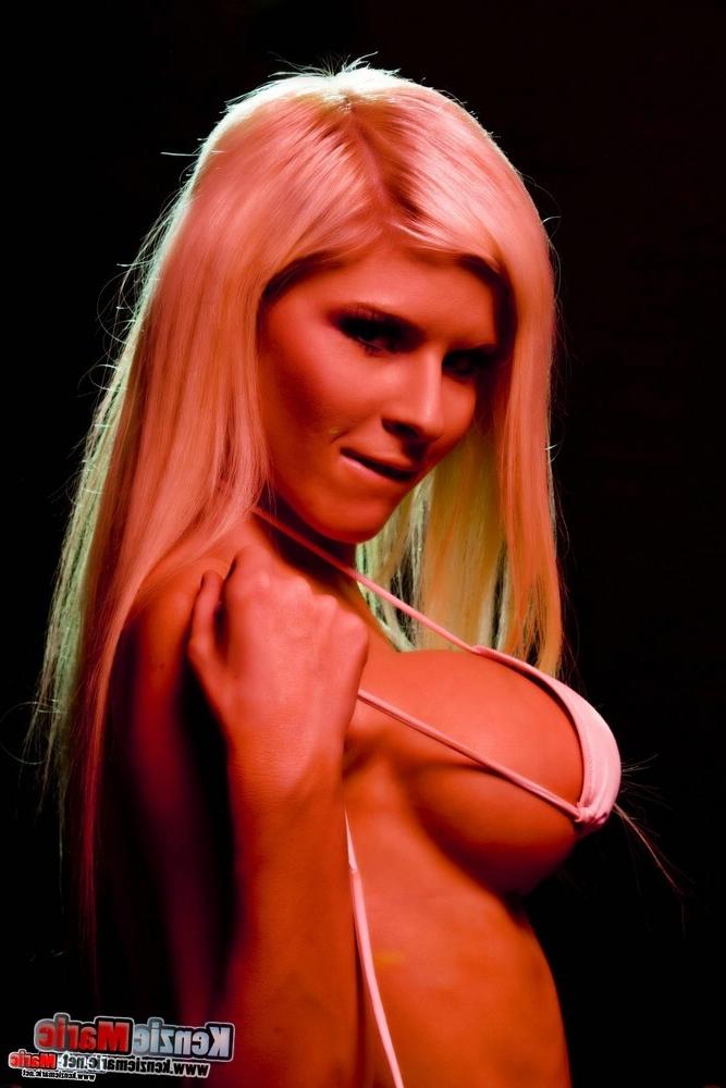 15P Kenzie Marie strips her bikini under a red light