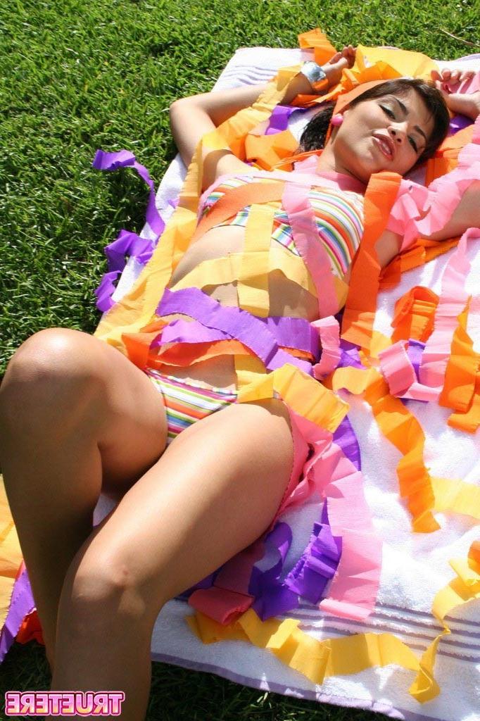 16P Teen girl in bikini outside