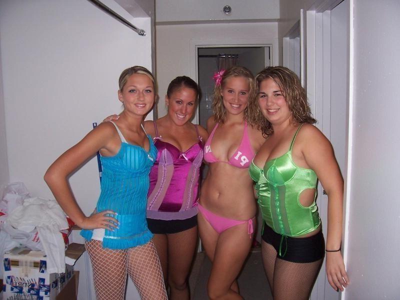 12P Cute girls removing their bikini tops