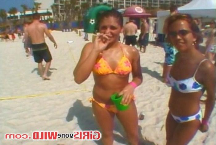 15P Wild young bikini babes show off their firm asses and tits