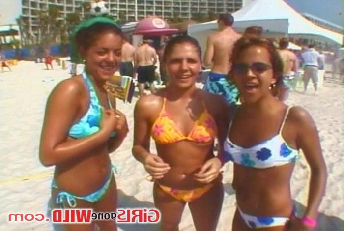 15P Wild young bikini babes show off their firm asses and tits