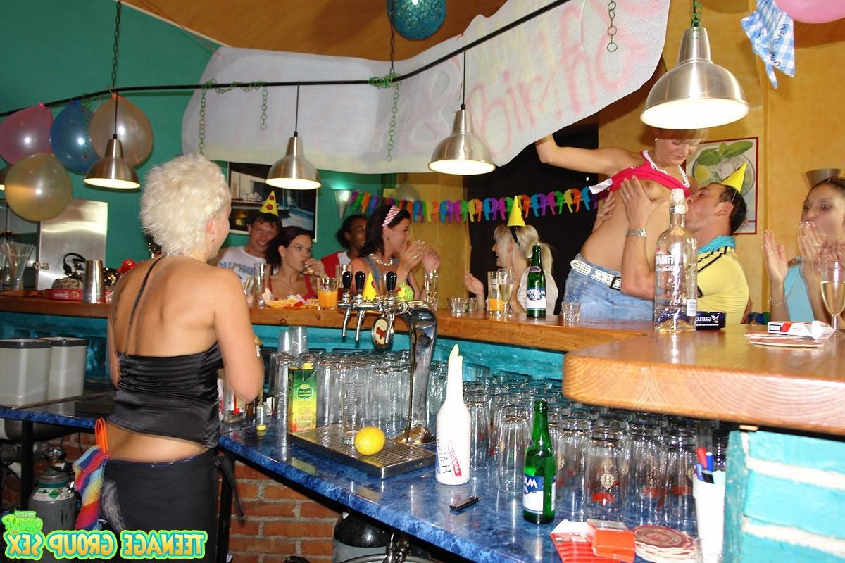 14P Blonde teen getting a sticky messy facial at horny party