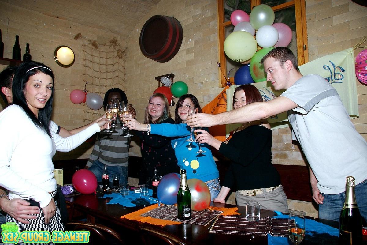 14P Sexy teen getting creamed at her groupsex birthday party