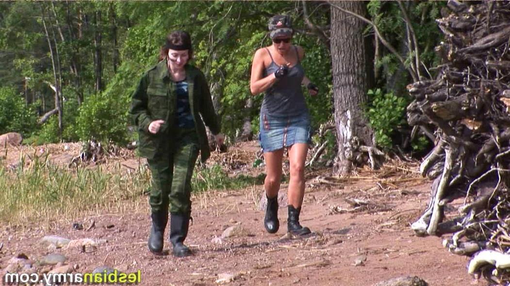 12P Lesdom sergeant drills and fucks a nude swaddie