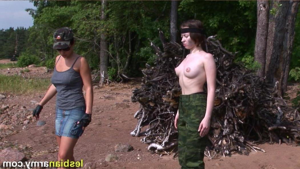 12P Lesdom sergeant drills and fucks a nude swaddie