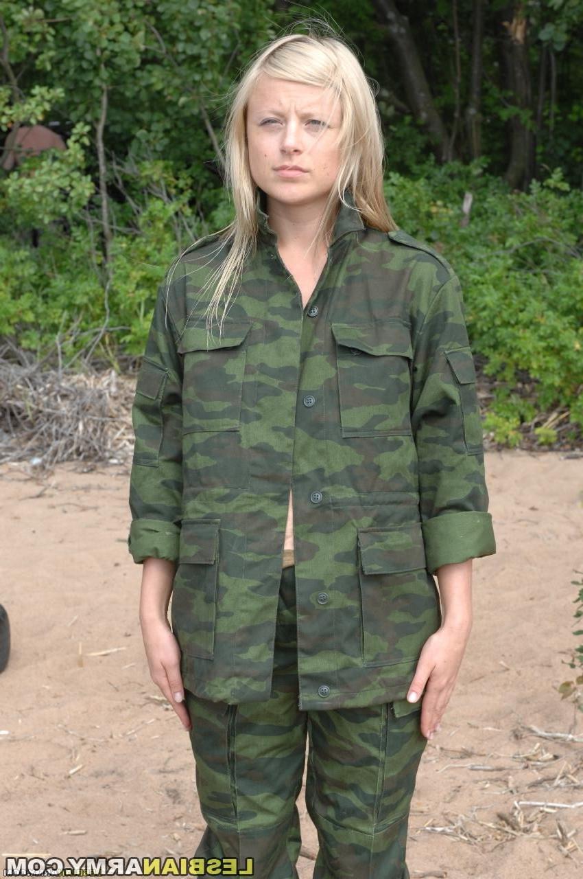 12P Nude military girl exercised on the sandy beach