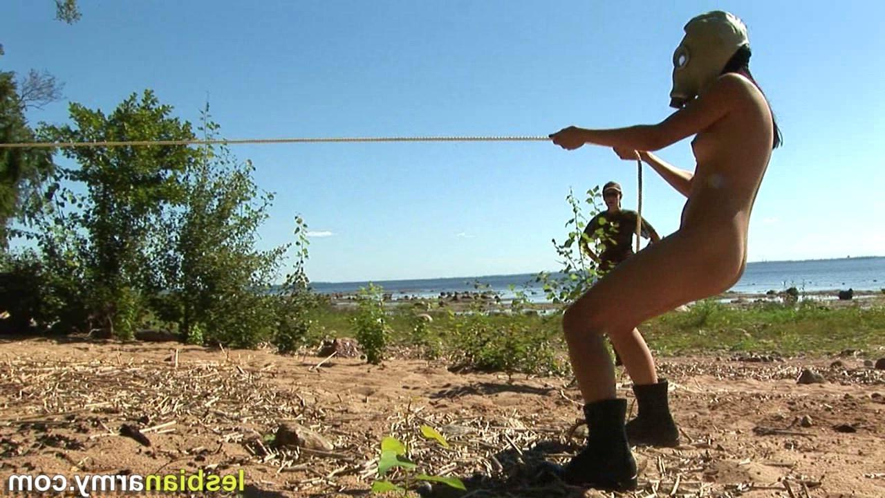 12P Lesbian porn workup including gas-masked drills