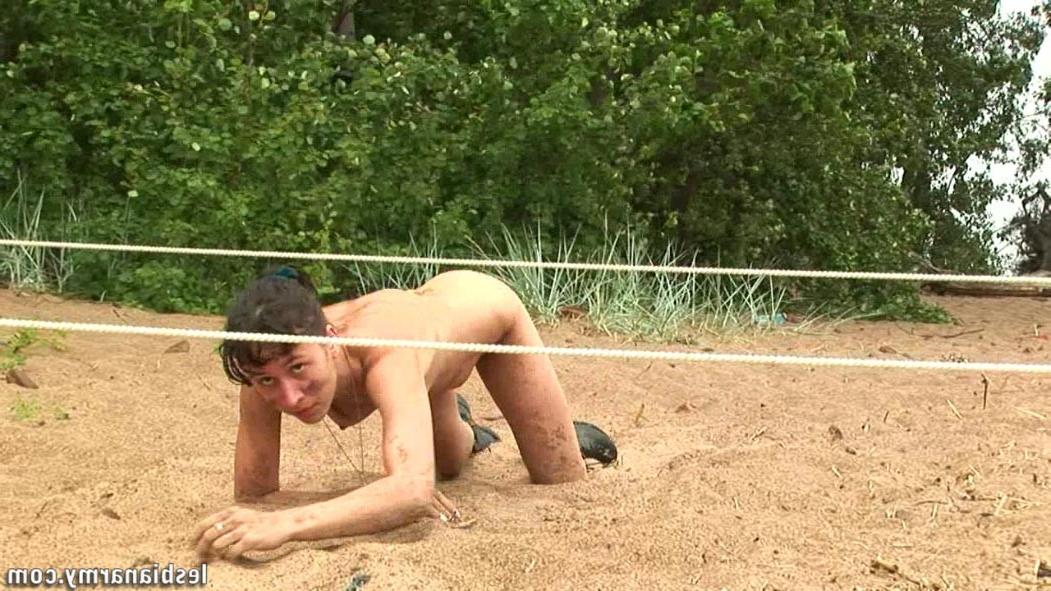 12P Lesbian sergeant tormenting a nude soldier
