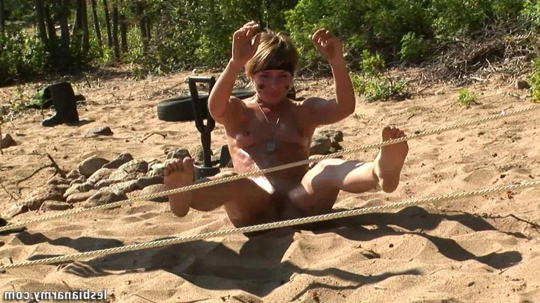 12P Female soldier at naked special training