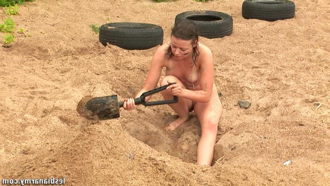 12P Nude group training of two military chicks