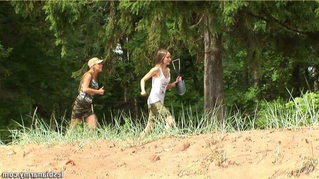 12P Nude training of a skinny army girl
