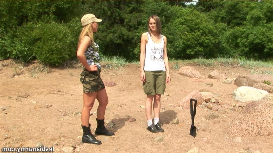 12P Nude training of a skinny army girl