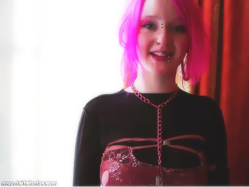 16P Pink haired goth girl Masscha fooling around in hot pink panties