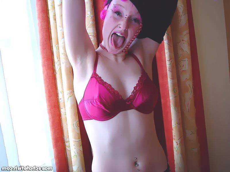 16P Pink haired goth girl Masscha fooling around in hot pink panties