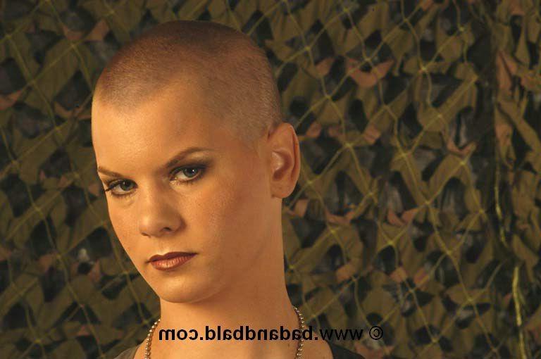 16P Bald teen babe in the army with a gun