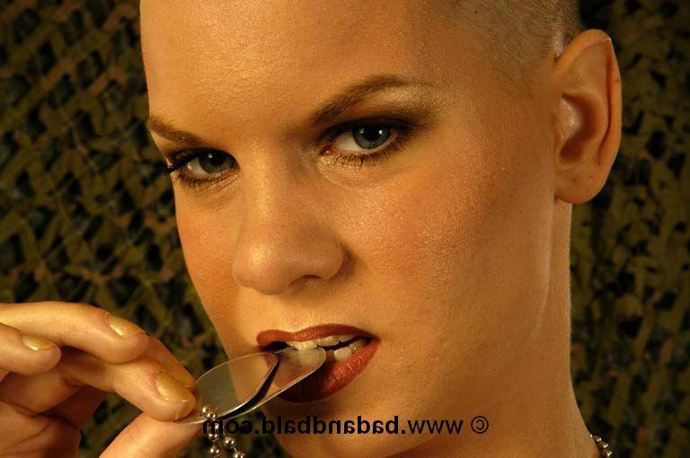 16P Bald teen babe in the army with a gun