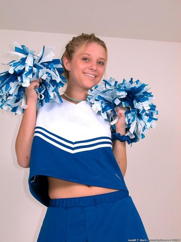 15P Cameron the blonde cheerleader shows off her goods