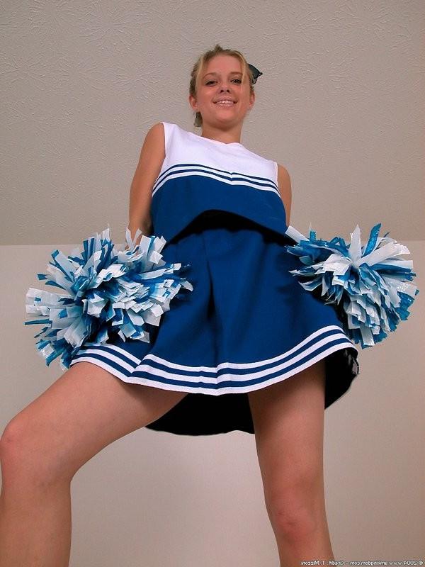 15P Cameron the blonde cheerleader shows off her goods