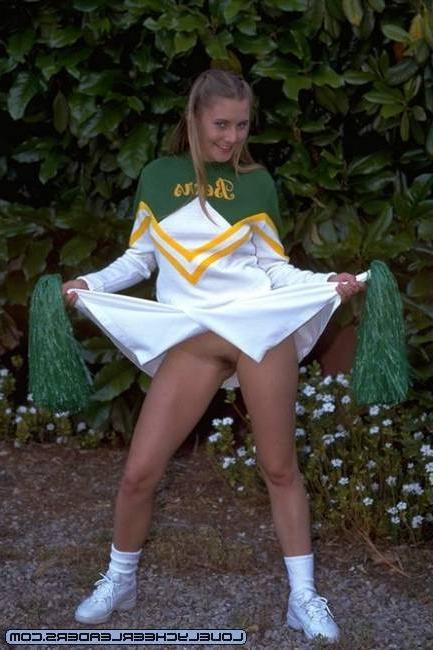 15P Sexy blonde Cheerleader Brandi stripping outdoors
