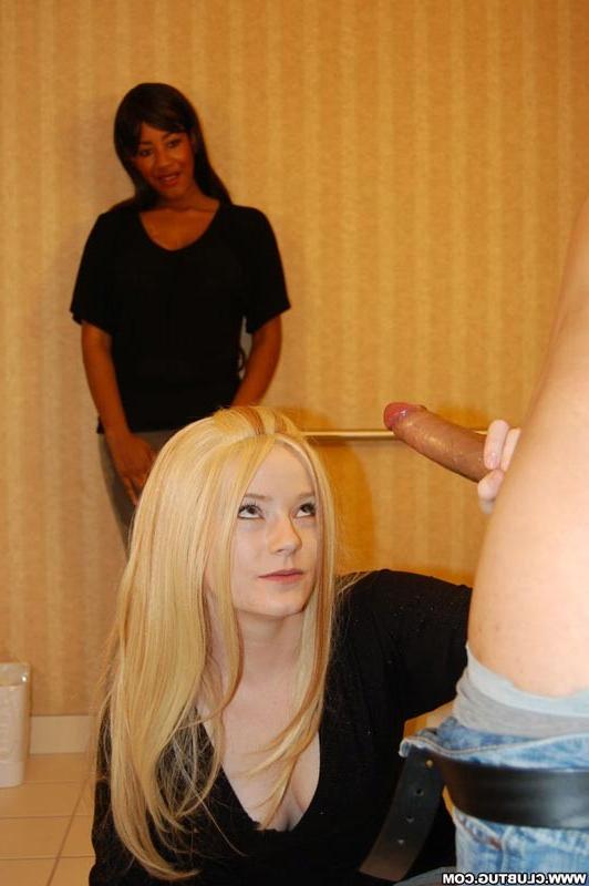 11P Cute blonde tugs a big cock in the bathroom