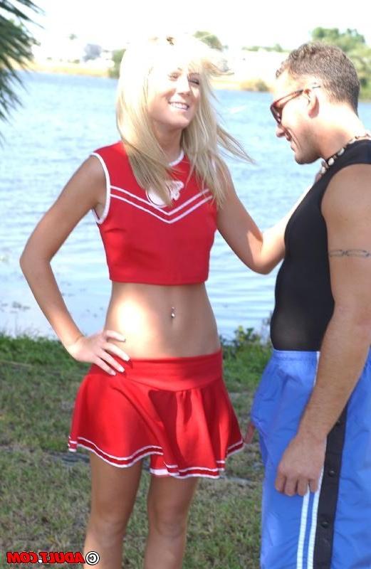 16P Sharp blonde cheerleader getting dicked