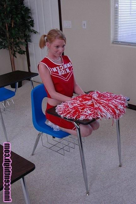 16P Blonde cheerleader getting some black dick in her shaved pussy