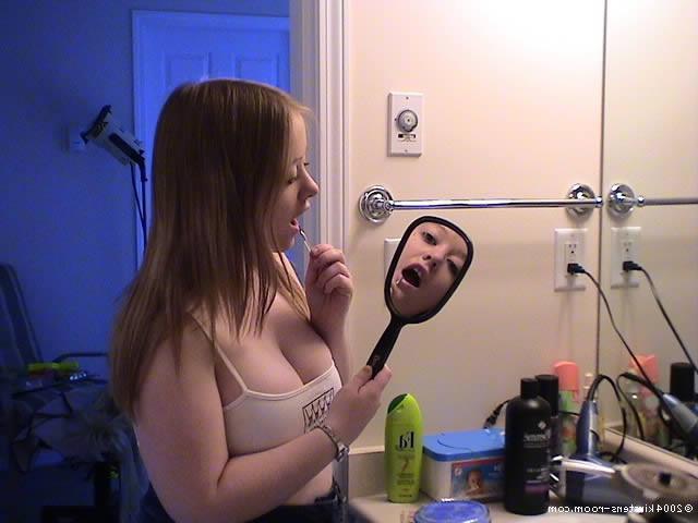 16P Busty amateur plays around in the bathroom