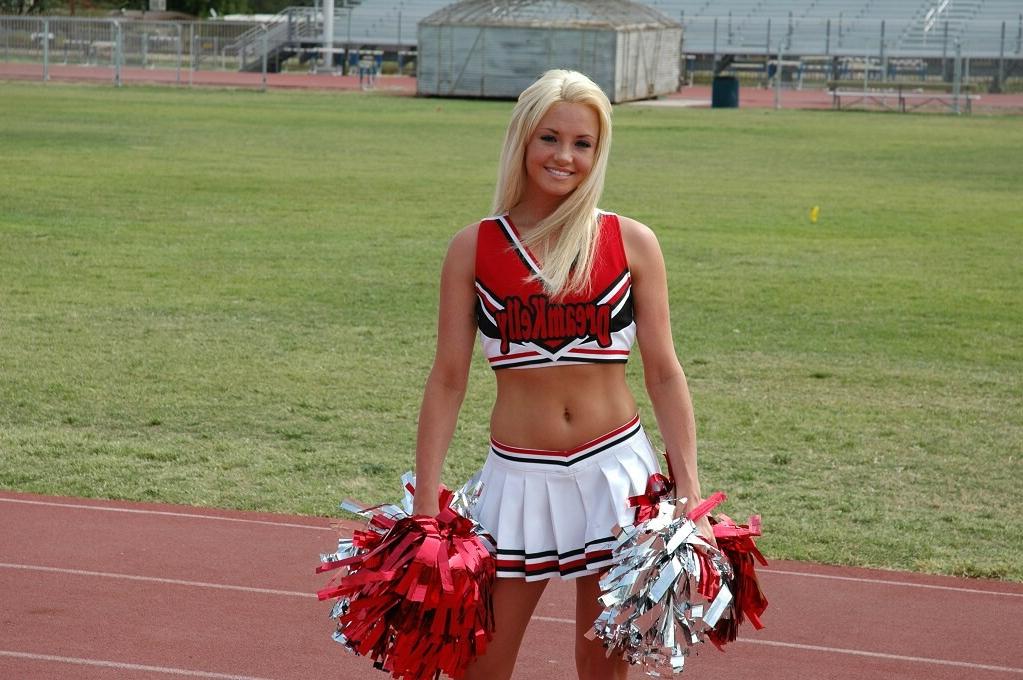 16P Petite teen cheerleader topless on the track