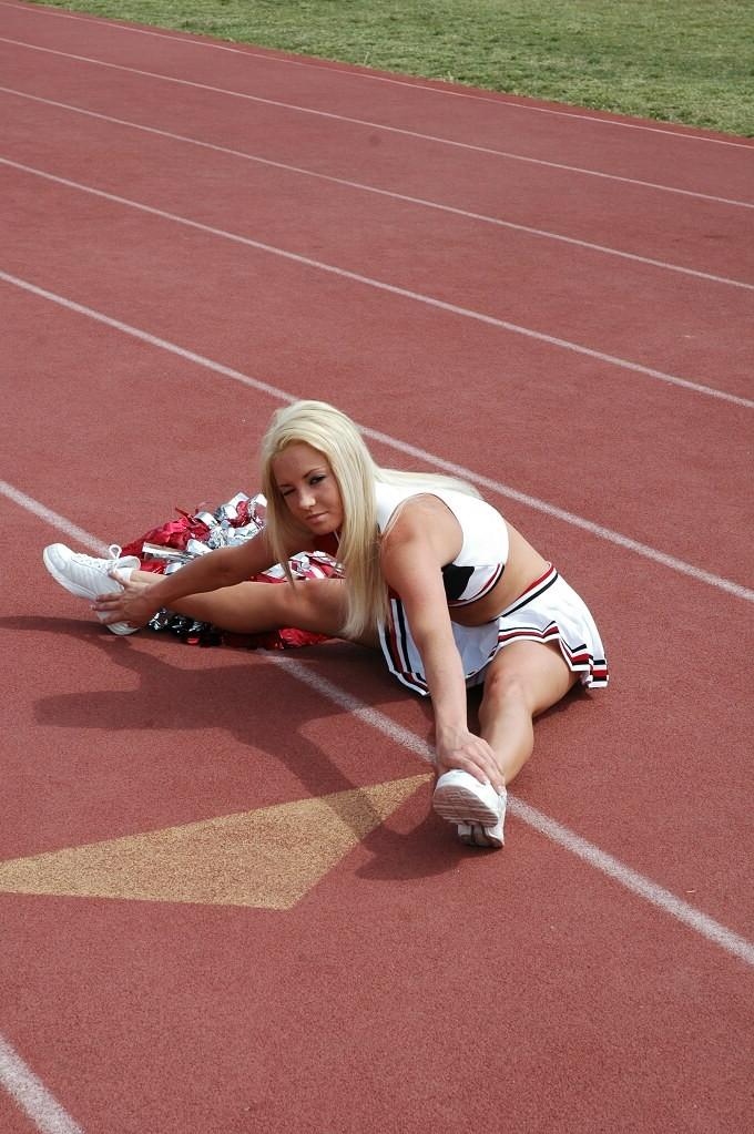 16P Petite teen cheerleader topless on the track