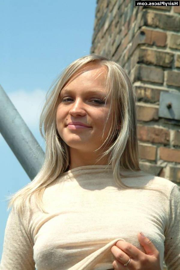 16P Hairy blonde bane showing her private parts