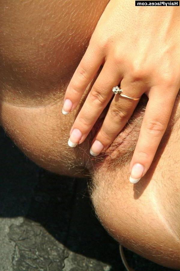 16P Hairy blonde bane showing her private parts