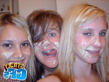 15P Horny teen gfs get blasted with jizz facials