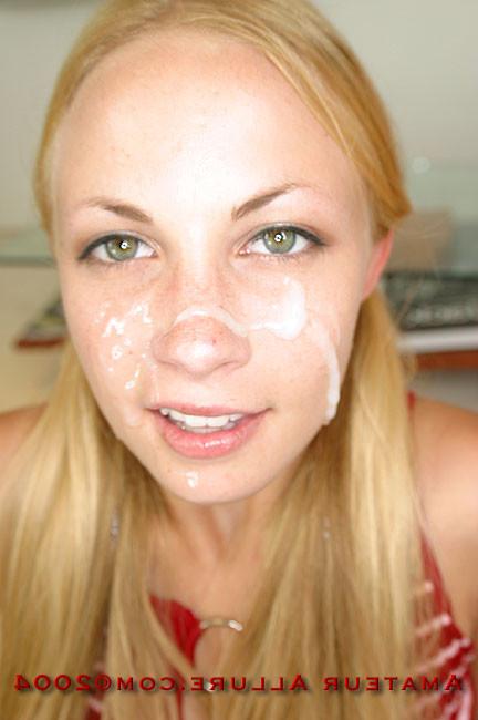 14P Petite blondie on her knees milking cock dry