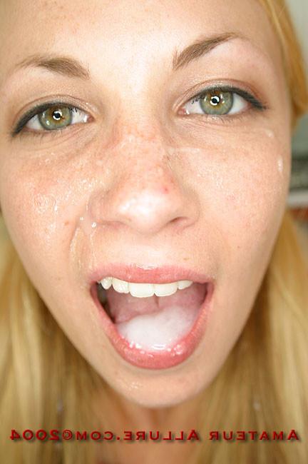 14P Petite blondie on her knees milking cock dry