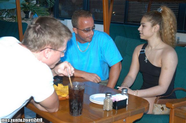 15P Curly haired ghetto latina gets touched by two dudes