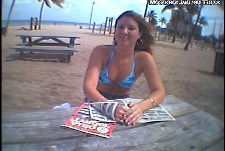 15P Cute chick in blue bikini gets boned in public bathroom