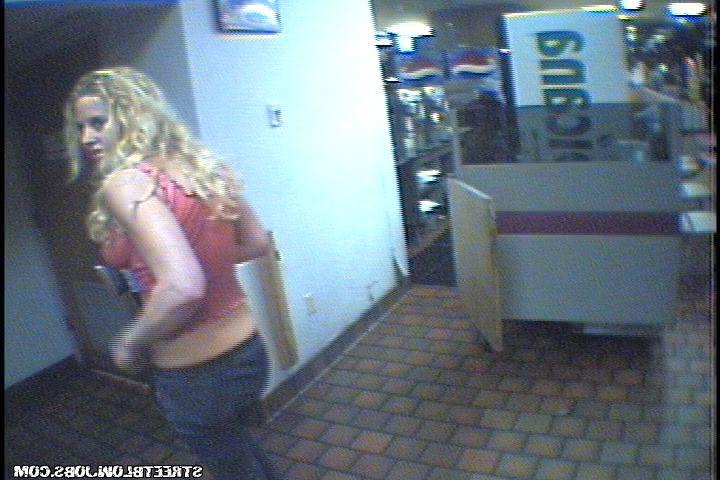 15P Blonde babe sucks cock and gets banged in fast food bathroom