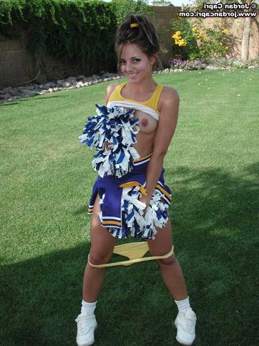 20P Brunette cheerleader plays around