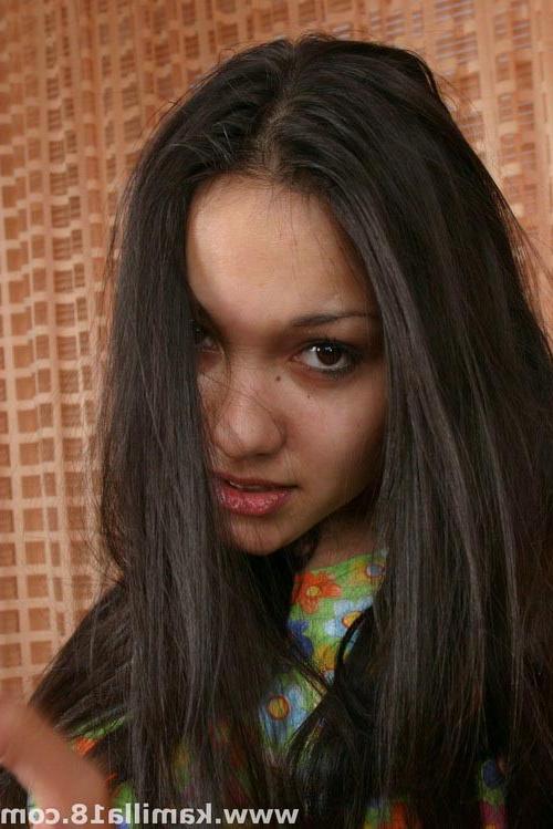 18P Gorgeous young long haired brunette showing all