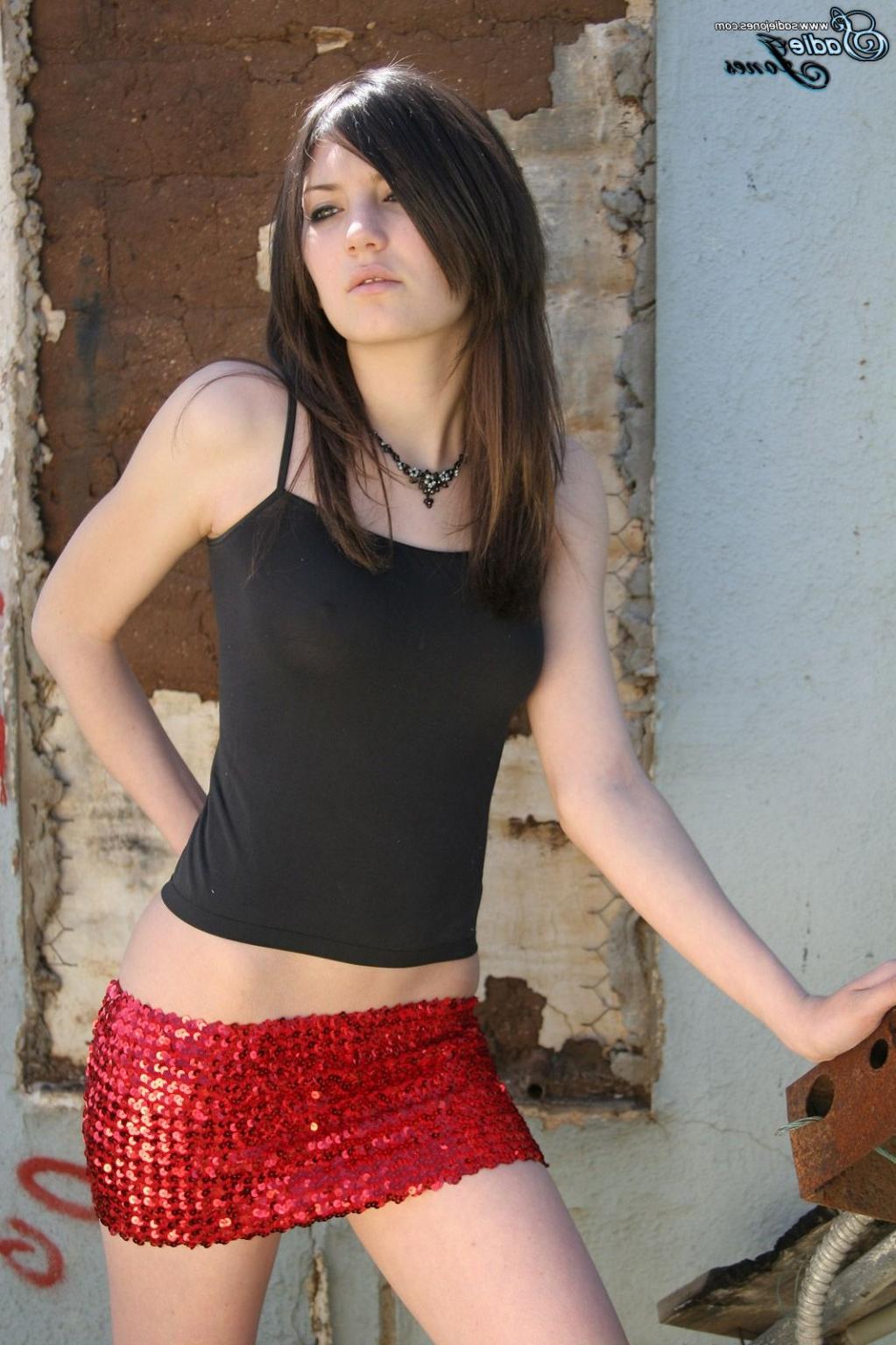 15P Sadie Jones in miniskirt and top