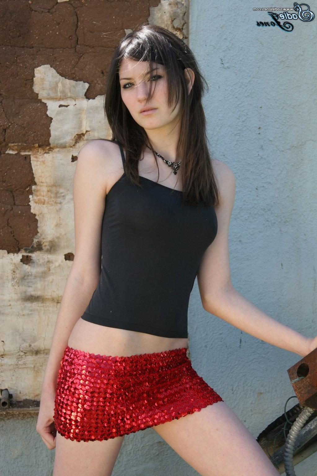 15P Sadie Jones in miniskirt and top