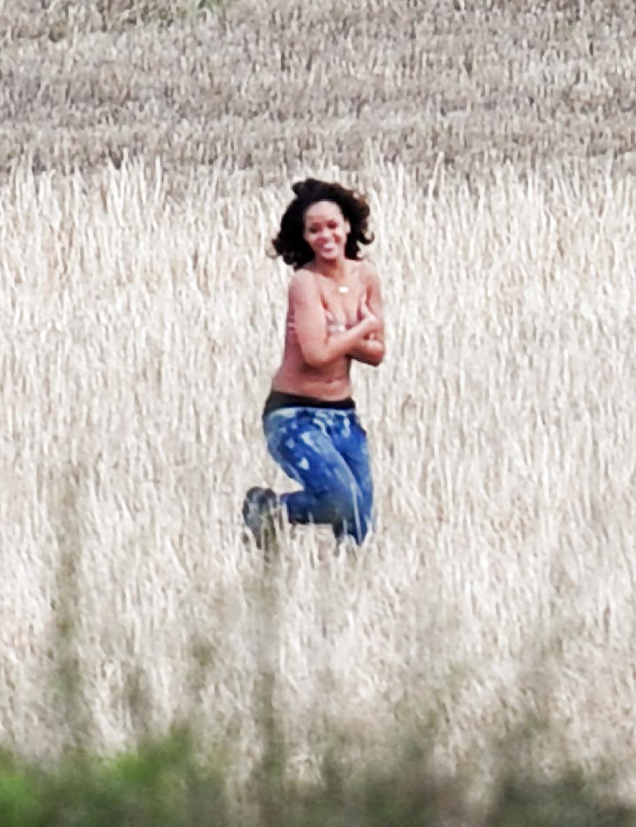 18P Rihanna Topless Candids on We Found Love Music Video Set