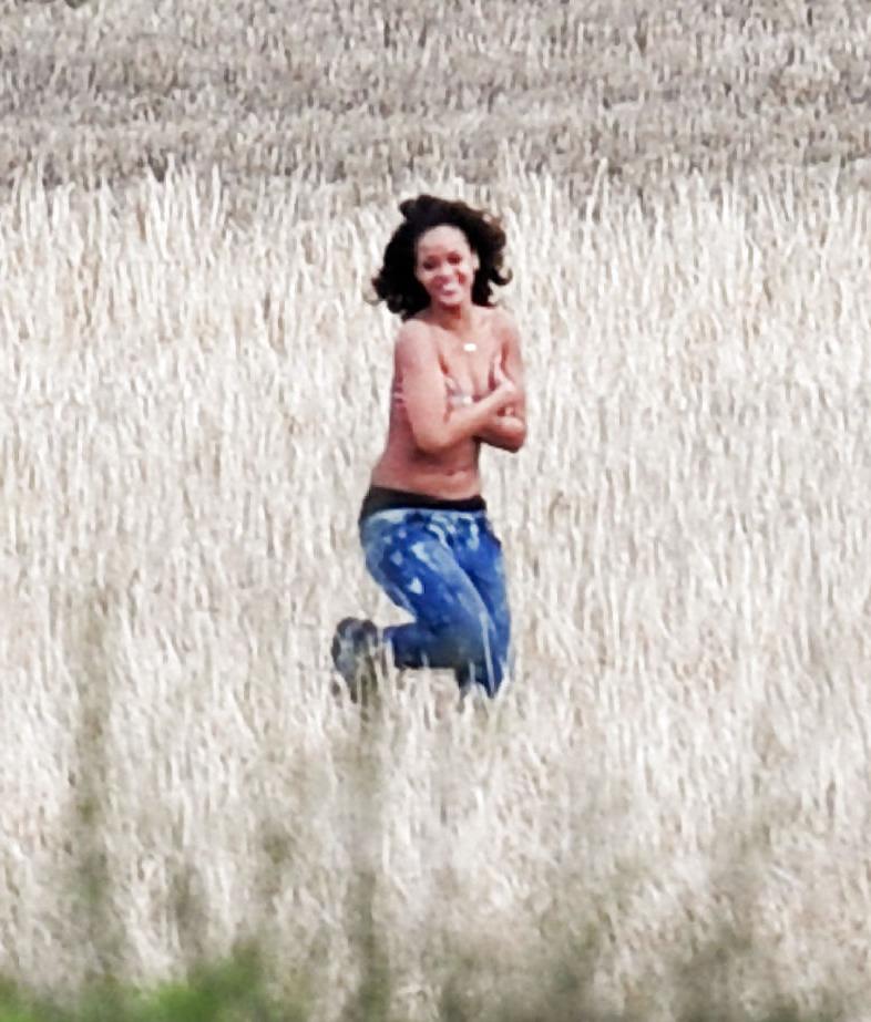18P Rihanna Topless Candids on We Found Love Music Video Set