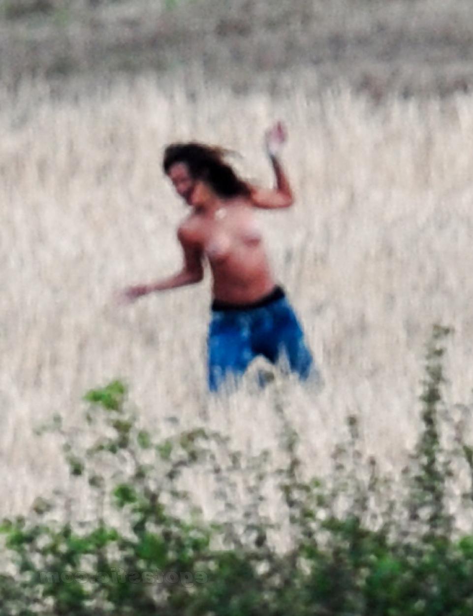 18P Rihanna Topless Candids on We Found Love Music Video Set