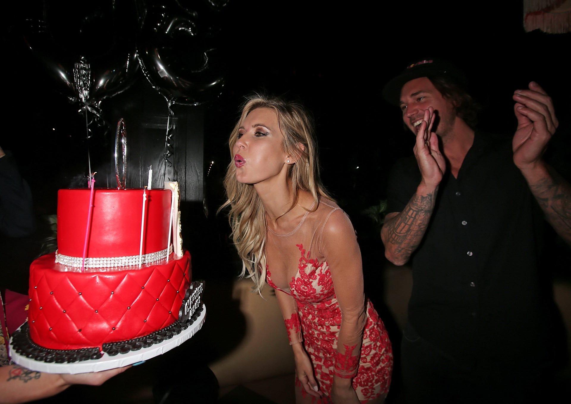 16P Audrina Patridge busty at the surprise party for her 30th birthday at Blind Drag