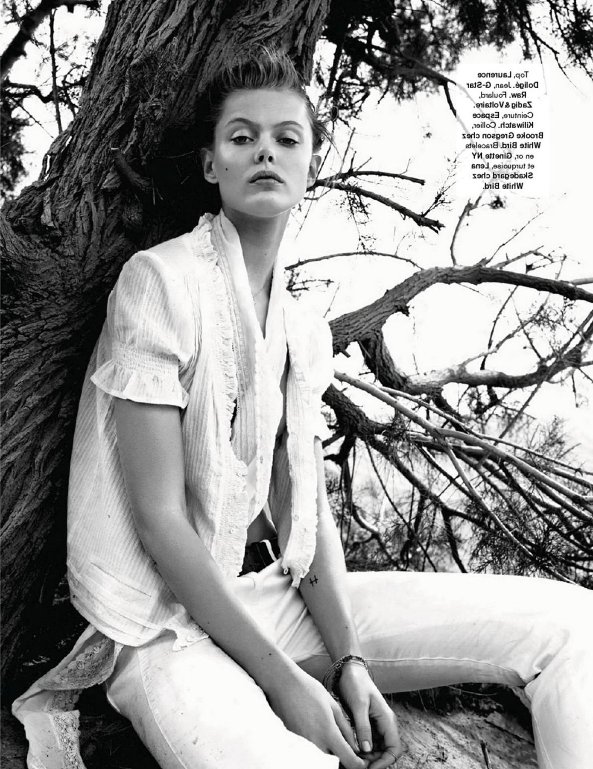 16P Frida Gustavsson showing off her small tits in the May 2015 issue of Glamour Fra