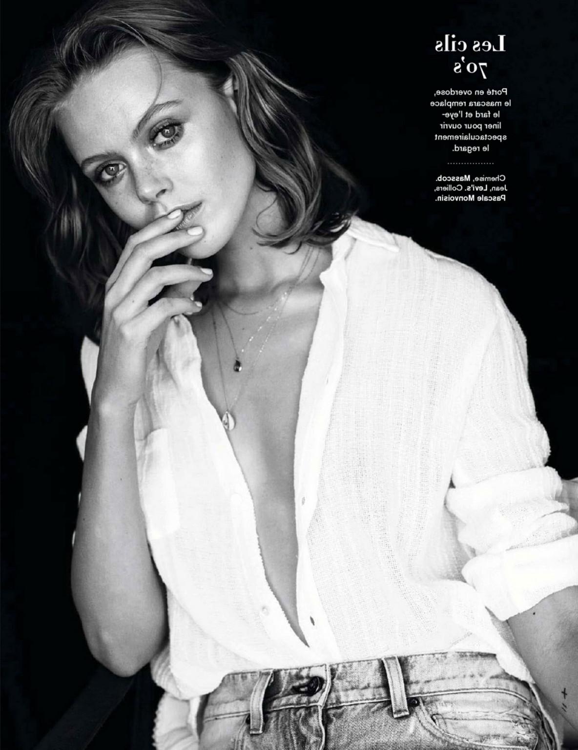 16P Frida Gustavsson showing off her small tits in the May 2015 issue of Glamour Fra